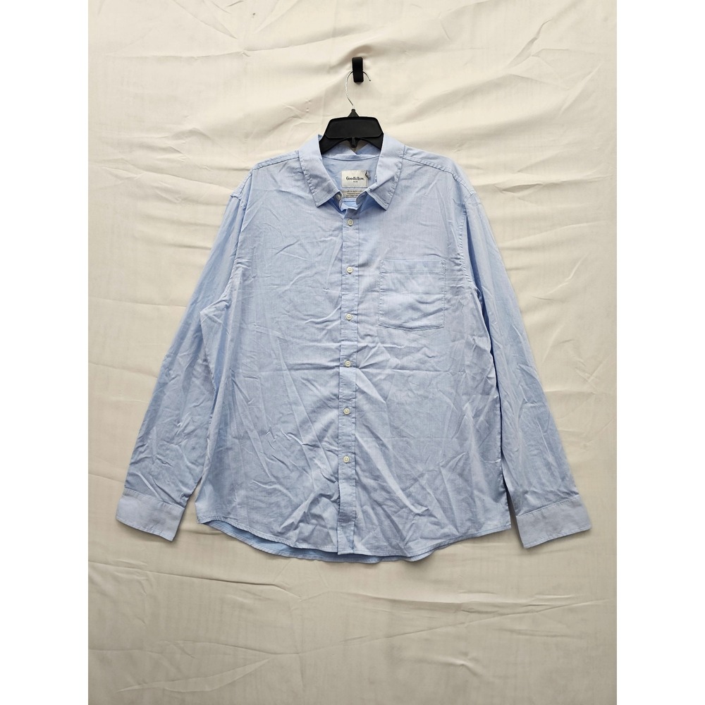 Goodfellow & Co Mens XL Poplin Button-Up Shirt Seamless‎ Blue Long Sleeve